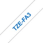 Brother TZeFA3 Nastro tessile generico per etichette - Testo blu su sfondo bianco - Larghezza 12 mm x 3 metri