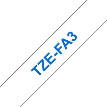 Brother TZeFA3 Nastro tessile generico per etichette - Testo blu su sfondo bianco - Larghezza 12 mm x 3 metri