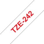 Brother TZe242 Nastro laminato generico per etichette - Testo rosso su sfondo bianco - Larghezza 18 mm x 8 metri