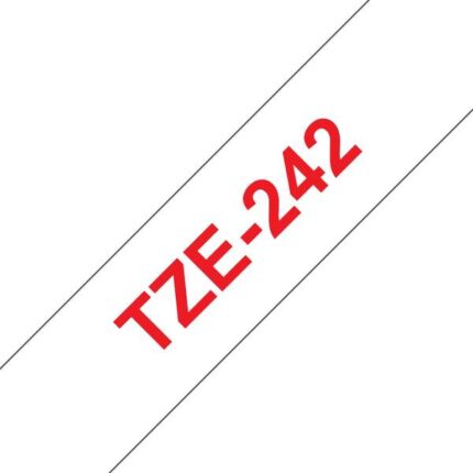 Brother TZe242 Nastro laminato generico per etichette - Testo rosso su sfondo bianco - Larghezza 18 mm x 8 metri