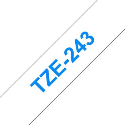 Brother TZe243 Nastro laminato generico per etichette - Testo blu su sfondo bianco - Larghezza 18 mm x 8 metri