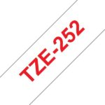 Brother TZe252 Nastro laminato generico per etichette - Testo rosso su sfondo bianco - Larghezza 24 mm x 8 metri