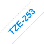 Brother TZe253 Nastro laminato generico per etichette - Testo blu su sfondo bianco - Larghezza 24 mm x 8 metri