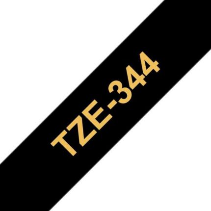 Brother TZe344 Nastro laminato generico per etichette - Testo dorato su sfondo nero - Larghezza 18 mm x 8 metri