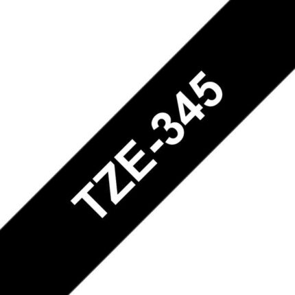 Brother TZe345 Nastro laminato generico per etichette - Testo bianco su sfondo nero - Larghezza 18 mm x 8 metri