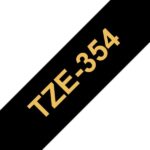 Brother TZe354 Nastro laminato generico per etichette - Testo dorato su sfondo nero - Larghezza 24 mm x 8 metri
