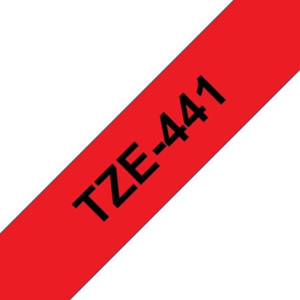 Brother TZe441 Nastro laminato generico per etichette - Testo nero su sfondo rosso - Larghezza 18 mm x 8 metri