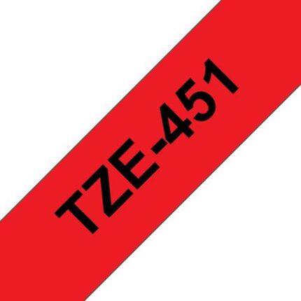 Brother TZe451 Nastro laminato generico per etichette - Testo nero su sfondo rosso - Larghezza 24 mm x 8 metri