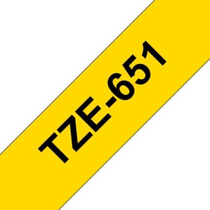 Brother TZe651 Nastro laminato generico per etichette - Testo nero su sfondo giallo - Larghezza 24 mm x 8 metri