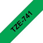 Brother TZe741 Nastro laminato generico per etichette - Testo nero su sfondo verde - Larghezza 18 mm x 8 metri