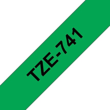 Brother TZe741 Nastro laminato generico per etichette - Testo nero su sfondo verde - Larghezza 18 mm x 8 metri
