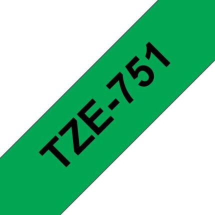 Brother TZe751 Nastro laminato generico per etichette - Testo nero su sfondo verde - Larghezza 24 mm x 8 metri