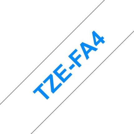 Brother TZeFA4 Nastro tessile generico per etichette - Testo blu su sfondo bianco - Larghezza 18 mm x 3 metri