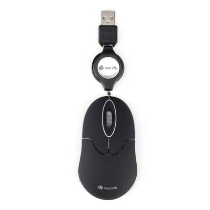 NGS Sin Raton USB 1000dpi - Cavo retrattile - 3 pulsanti - Utilizzo ambidestro - Colore nero
