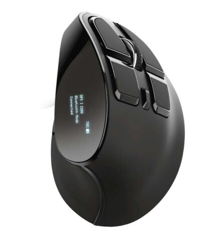 Trust Voxx Mouse ergonomico wireless ricaricabile 2400 dpi - 8 pulsanti - Display LED - Per destrimani - Colore nero