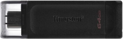 Kingston DataTraveler 70 Memoria USB Tipo C 64 GB - USB-C 3.2 Gen 1 - Con cappuccio - Colore nero (Pendrive)