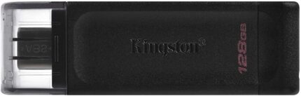 Kingston DataTraveler 70 Memoria USB Tipo C 128GB - USB-C 3.2 Gen 1 - Con cappuccio - Colore nero (Pendrive)