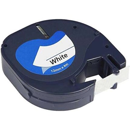 Dymo LetraTag S0721510 Nastro generico per etichettatrice - Testo nero su sfondo bianco - Larghezza 12 mm x 4 metri (91200)