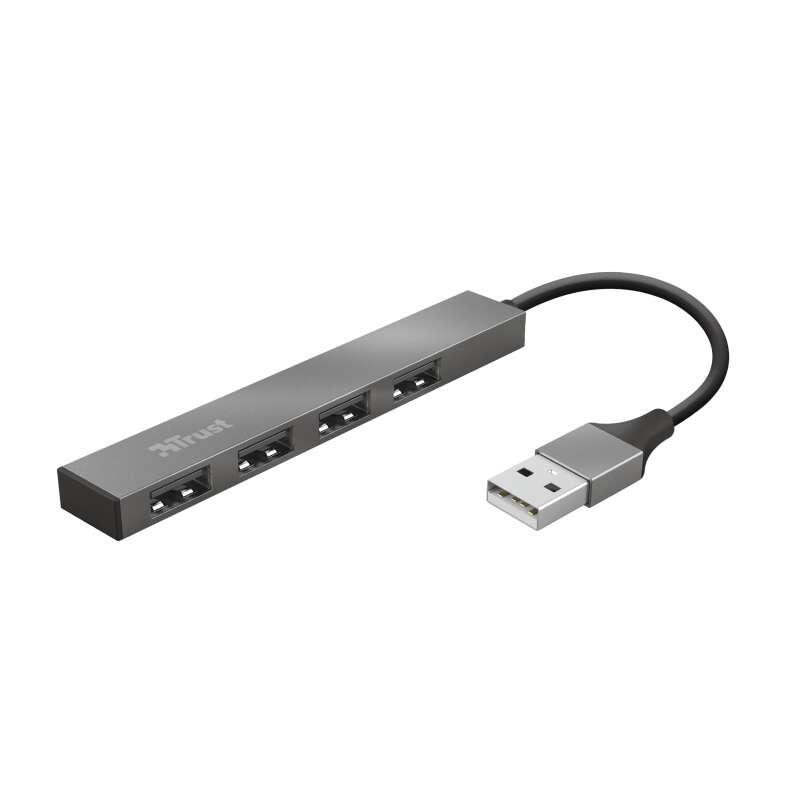 Trust Halyx Hub 4 porte USB 2.0 - Fino a 480 Mbps - Colore grigio Trust Halyx Hub 4 porte USB 2.0 - Fino a 480 Mbps - Colore grigio