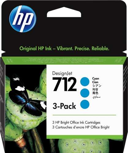 HP 712 Ciano Confezione da 3 cartucce d'inchiostro originali - 3ED77A