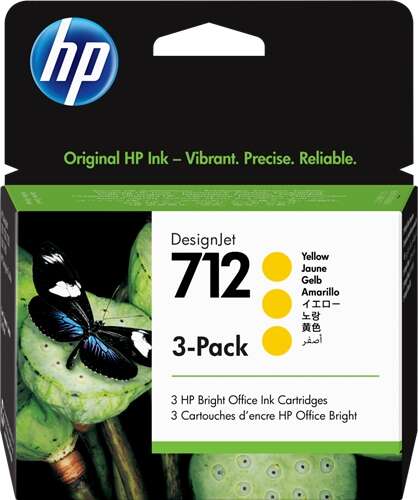 HP 712 Giallo Confezione da 3 cartucce d'inchiostro originali - 3ED79A