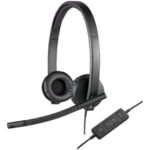 Logitech H570E Cuffie con microfono USB - Microfono pieghevole - Archetto regolabile - Cuscinetti imbottiti - Comandi sul cavo - Colore nero