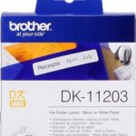 Brother DK11203 - Etichette originali pretagliate per raccoglitori - 17x87 mm - 300 unità - Testo nero su sfondo bianco