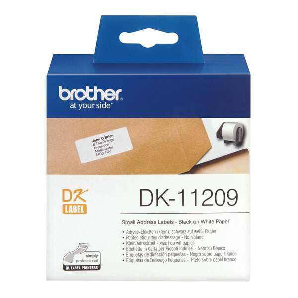 Brother DK11209 - Etichette originali pretagliate per indirizzi piccoli - 29x62 mm - 800 unità - Testo nero su sfondo bianco Brother DK11209 - Etichette originali pretagliate per indirizzi piccoli - 29x62 mm - 800 unità - Testo nero su sfondo bianco
