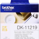 Brother DK11219 - Etichette originali pretagliate circolari - Diametro 12 mm - 1200 unità - Testo nero su sfondo bianco