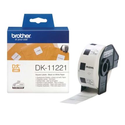 Brother DK11221 - Etichette originali pretagliate quadrate - 23x23 mm - 1000 unità - Testo nero su sfondo bianco