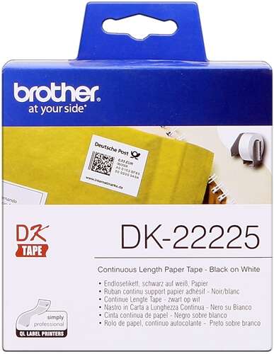 Brother DK22225 - Etichette originali di dimensioni personalizzate - Larghezza 38 mm x 30