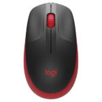 Logitech M190 Mouse wireless USB full size 1000 dpi - 3 pulsanti - Grande formato - Utilizzo ambidestro - Colore nero/rosso