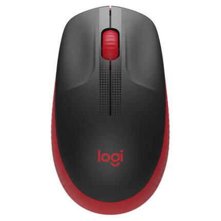 Logitech M190 Mouse wireless USB full size 1000 dpi - 3 pulsanti - Grande formato - Utilizzo ambidestro - Colore nero/rosso