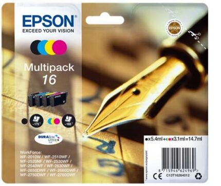 Epson T1626 Confezione da 4 cartucce d'inchiostro originali - C13T16264012