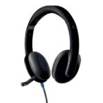 Logitech H540 Cuffie con microfono USB - Microfono pieghevole - Archetto regolabile - Cuscinetti imbottiti - Comandi sulle cuffie - Cavo da 1
