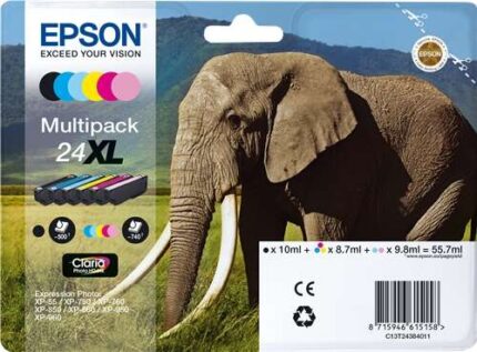 Epson T2438 (24XL) Confezione da 6 cartucce d'inchiostro originali - C13T24384011