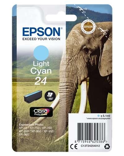 Epson T2425 (24) Ciano chiaro Cartuccia d'inchiostro originale - C13T24254012 Epson T2425 (24) Ciano chiaro Cartuccia d'inchiostro originale - C13T24254012