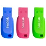 Sandisk Confezione da 3 Cruzer Blade Memoria USB 2.0 32 GB - Ultracompatta - Colori blu