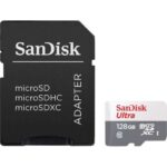 Scheda Micro SDXC Sandisk Ultra da 128 GB UHS-I U1 Classe 10 100 MB/s + Adattatore SD