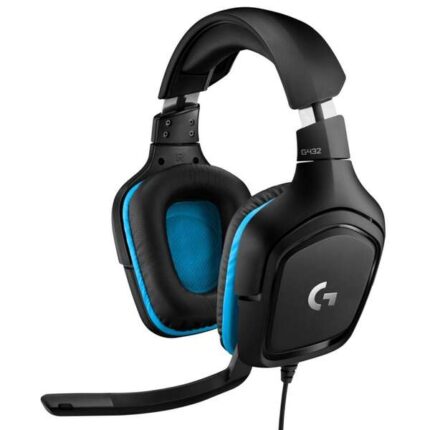 Logitech G432 Cuffie da gioco USB DTS 7.1 con microfono - Microfono pieghevole - Archetto regolabile - Cuscinetti imbottiti - Altoparlanti da 50 mm - Cavo da 2 m - Colore nero/blu