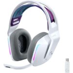 Logitech G733 Cuffie da gioco wireless DTS 7.1 con microfono - Tecnologia Lightspeed - Illuminazione RGB - Autonomia fino a 29 ore - Microfono rimovibile - Cuscinetti imbottiti - Controlli sulle cuffie - Colore bianco