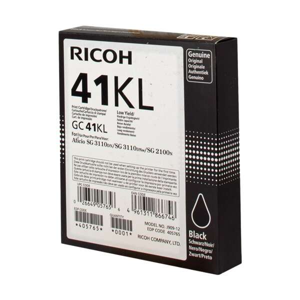Ricoh GC41KL Nero Cartuccia gel originale - 405765 Ricoh GC41KL Nero Cartuccia gel originale - 405765