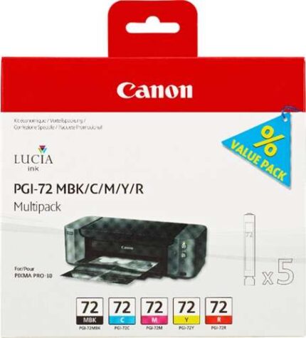 Canon PGI72 Confezione da 5 cartucce d'inchiostro originali - Nero opaco