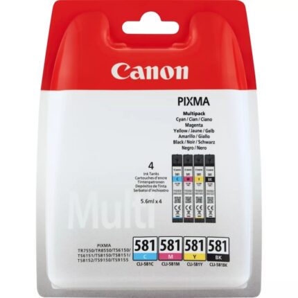 Canon CLI581 Confezione da 4 cartucce d'inchiostro originali - 2103C004/2103C007