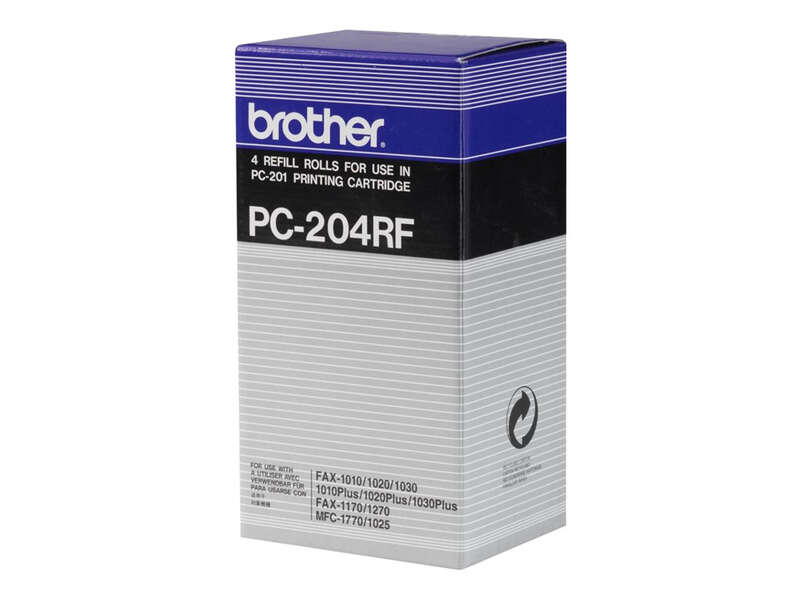 Brother PC204RF Confezione da 4 rotoli di trasferimento termico originali Brother PC204RF Confezione da 4 rotoli di trasferimento termico originali