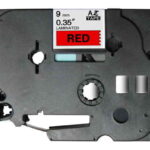 Brother TZe421 Nastro laminato generico per etichette - Testo nero su sfondo rosso - Larghezza 9 mm x 8 metri