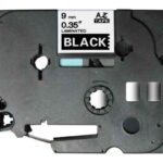Brother TZe325 Nastro laminato generico per etichette - Testo bianco su sfondo nero - Larghezza 9 mm x 8 metri