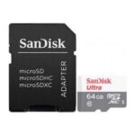 Scheda Micro SDXC Sandisk Ultra da 64 GB UHS-I U1 Classe 10 100 MB/s + Adattatore SD
