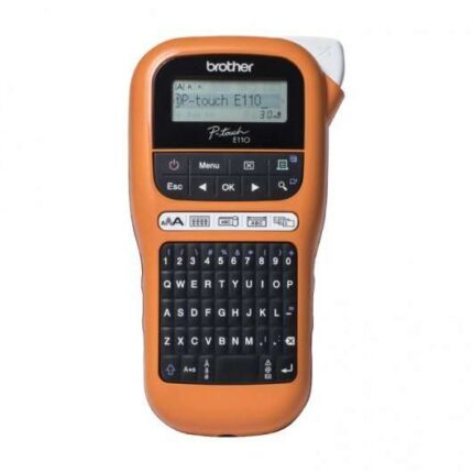 Brother PT-H110VP Etichettatrice elettronica portatile - Display LCD - 200 simboli - Velocità 20 mm/s - Colore nero/arancione