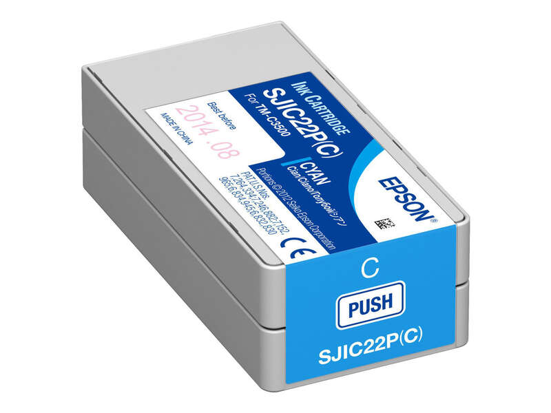 Epson SJIC22P Ciano Cartuccia d'inchiostro originale - C33S020602/SJIC22P(C) Epson SJIC22P Ciano Cartuccia d'inchiostro originale - C33S020602/SJIC22P(C)